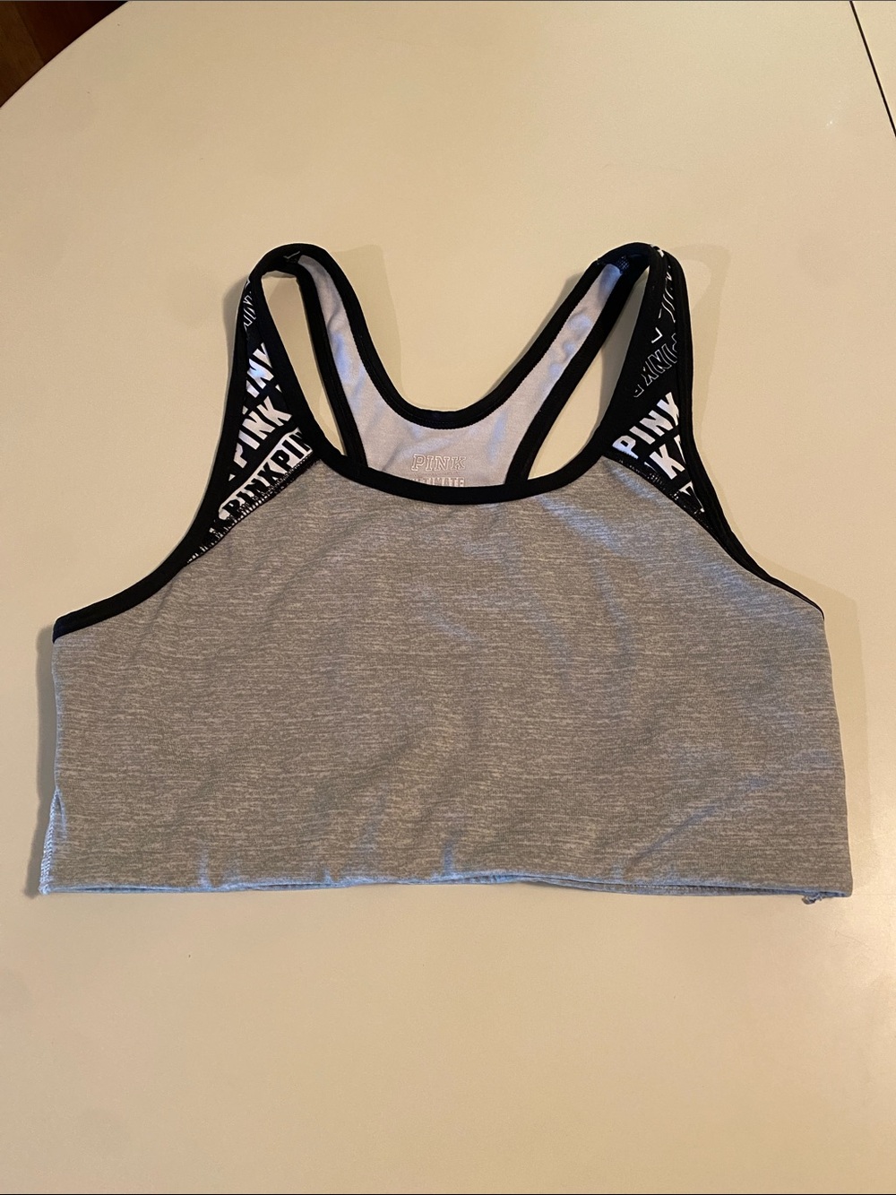 PINK Victoria's Secret Gray Sports Bra with Black Trim S/M IntimateWorkout